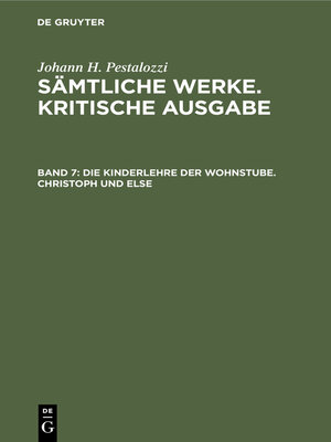 cover image of Die Kinderlehre der Wohnstube. Christoph und Else